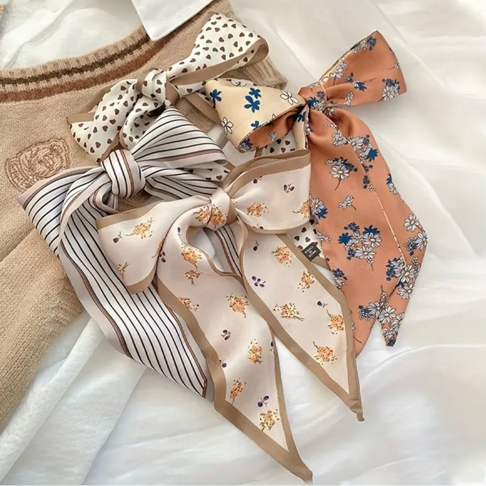 4 Pieces Satin Style Elegant Printed‎ Twillies